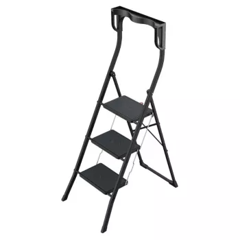 HAILO K77 ComfortLine Składany Podest Roboczy, 3 Stopnie, Aluminium, Uchwyt Bezpieczeństwa, Czarny, 150 kg