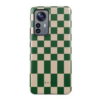 iLike Xiaomi 12 Pro Burga Ivy League Tough Case - Dwuczęściowa ochrona hybrydowa, geometryczny wzór zielony/biały/złoty