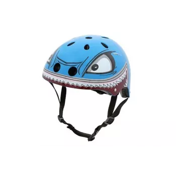 Kask rowerowy dla dzieci Hornit Shark z oświetleniem LED, niebiesko-szary, 48-53 cm