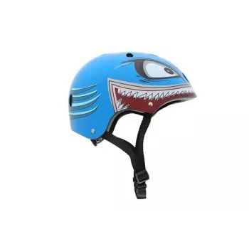 Kask rowerowy dla dzieci Hornit Shark z oświetleniem LED, niebiesko-szary, 48-53 cm