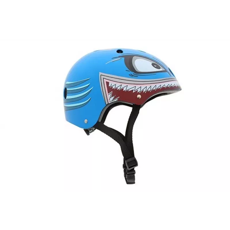 Kask rowerowy dla dzieci Hornit Shark z oświetleniem LED, niebiesko-szary, 48-53 cm