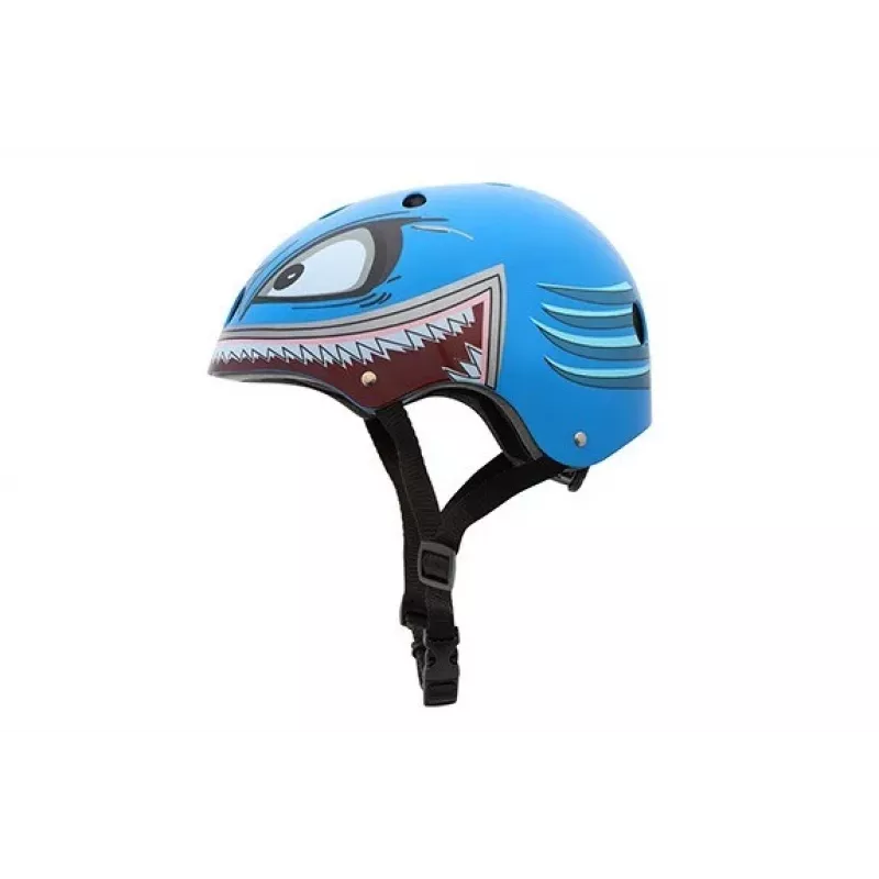 Kask rowerowy dla dzieci Hornit Shark z oświetleniem LED, niebiesko-szary, 48-53 cm