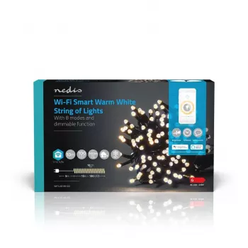 Nedis SmartLife Wi-Fi LED lampki łańcuchowe ciepła biel 10 m 100 LED IP44 WIFILX01W100