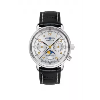 Zeppelin Mediterranee 96371 Damski zegarek kwarcowy, 36mm, biała tarcza, niebieski pasek skórzany