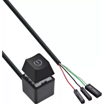 InLine® Zdalny kabel do włącznika zasilania komputera, czarny, 2 m