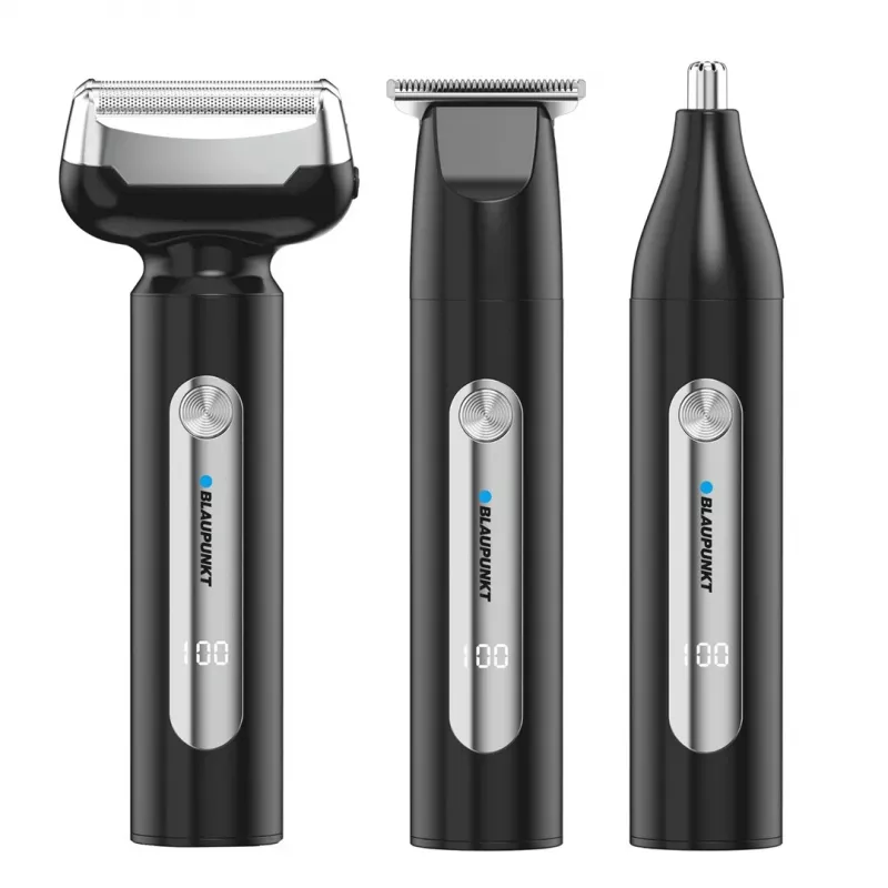 Blaupunkt MST501 golarka rotacyjna z 3 pływającymi głowicami, mokre i suche golenie, 60 min pracy bezprzewodowej, ładowanie USB, trymer pop-up, wyświetlacz LED, mycie pod wodą, blokada podróżna