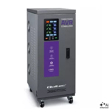 Qoltec 15kVA trójfazowy stabilizator napięcia serwomotorowy AVR z wyświetlaczem LCD, dokładność ±3%, Expert Line