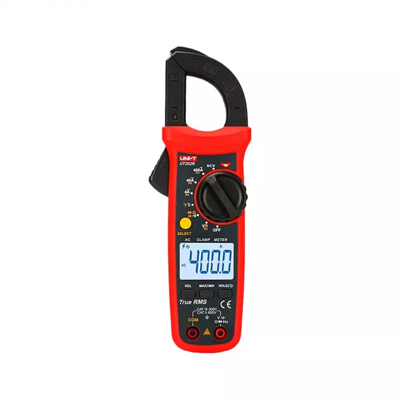 UNI-T UT202R True RMS cyfrowy miernik cęgowy 400A AC/DC napięcie rezystancja pojemność częstotliwość temperatura NCV