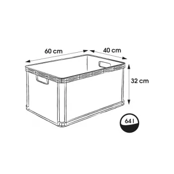 keeeper Robert 64L Skrzynia Transportowa Heavy-Duty, Ładowność 60 kg, 600x400x320 mm, Szary