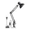 LEPRO 3100027-EU lampa biurkowa LED z portem USB do ładowania, 5 temperatur barwowych, 7 poziomów jasności, sterowanie dotykowe, timer, elastyczne ramię, chroniąca wzrok, czarna