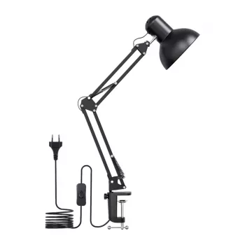 LEPRO 3100027-EU lampa biurkowa LED z portem USB do ładowania, 5 temperatur barwowych, 7 poziomów jasności, sterowanie dotykowe, timer, elastyczne ramię, chroniąca wzrok, czarna