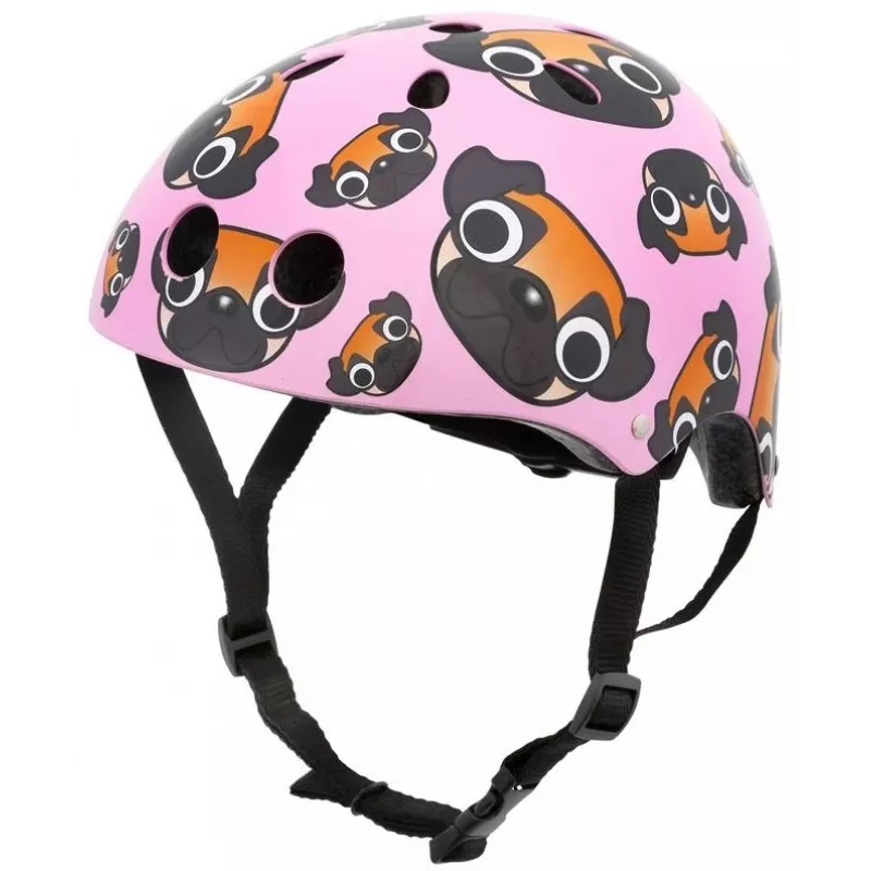 Hornit Pug dziecięcy kask rowerowy z oświetleniem LED - różowy, 48-53 cm PUS806