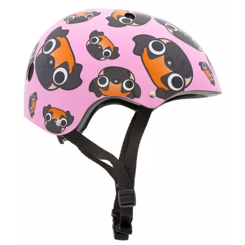 Hornit Pug dziecięcy kask rowerowy z oświetleniem LED - różowy, 48-53 cm PUS806