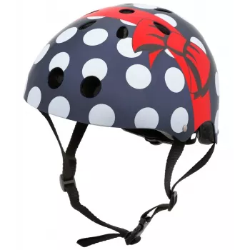Hornit POM913 Kask wielosportowy w kropki dla dzieci, 53-58 cm, czarny/niebieski/czerwony/biały