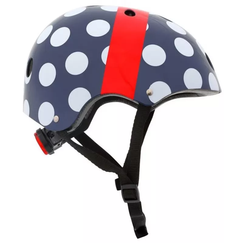 Hornit POM913 Kask wielosportowy w kropki dla dzieci, 53-58 cm, czarny/niebieski/czerwony/biały