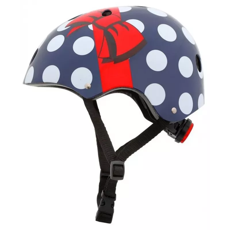 Hornit POM913 Kask wielosportowy w kropki dla dzieci, 53-58 cm, czarny/niebieski/czerwony/biały