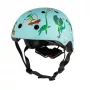 Hornit Jurassic S Kask rowerowy dla dzieci 48-53cm, wzór dinozaura, zielony/niebieski/pomarańczowy, tylne światło LED, CE EN 1078 DIS826
