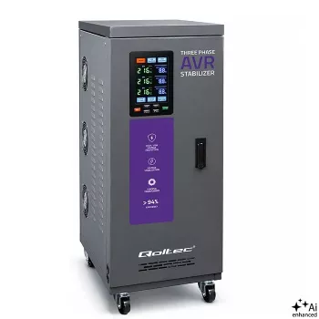Qoltec 20kVA trójfazowy stabilizator napięcia serwomotorowy AVR z wyświetlaczem LCD, dokładność ±3%, Expert Line