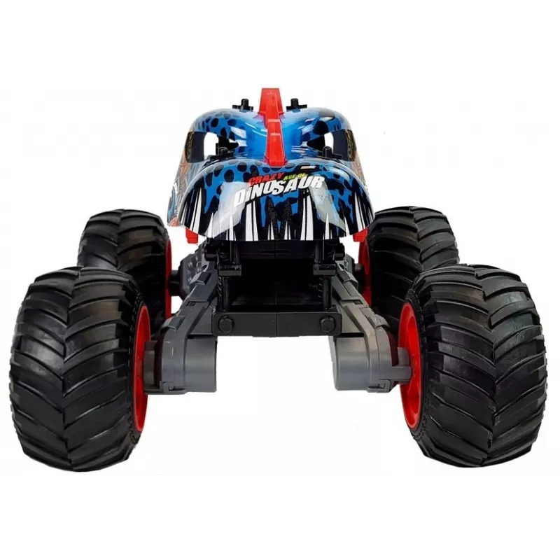 LEAN TOYS 9023 Dinozaur Zdalnie Sterowany Samochód Terenowy z Dużymi Kołami 2.4G – Skala 1:16 Napęd 4WD Off-Road Pojazd RC, Zielony/Brązowy