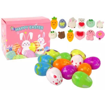 LEAN TOYS Jajka Wielkanocne Squishy Króliczek Zabawka Zestaw 12 Sztuk