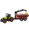 LEAN TOYS Fendt 209 S Traktor z przyczepą leśną i kłodami, skala 1:16, zielony/szary/czerwony
