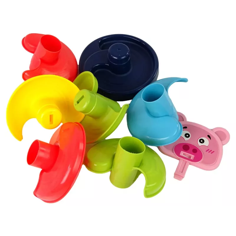 LEAN TOYS Edukacyjny Zjeżdżalnia Kul 6 Poziomów Koszyk Świnka Sortownik