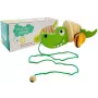 LEAN TOYS Drewniany Krokodyl na Kółkach 18cm Zabawka do Ciągnięcia