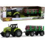 LEAN TOYS Zielony traktor z przyczepą do drewna i efektami dźwiękowymi