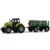LEAN TOYS Zielony traktor z przyczepą do drewna i efektami dźwiękowymi