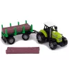 LEAN TOYS Zielony traktor z przyczepą do drewna i efektami dźwiękowymi