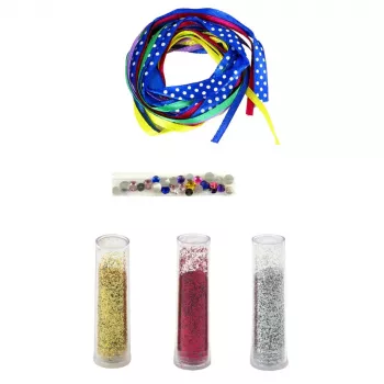 LEAN TOYS Zestaw do tworzenia bransoletek DIY z błyszczącymi wstążkami, 10 bransoletek, wiek 6+