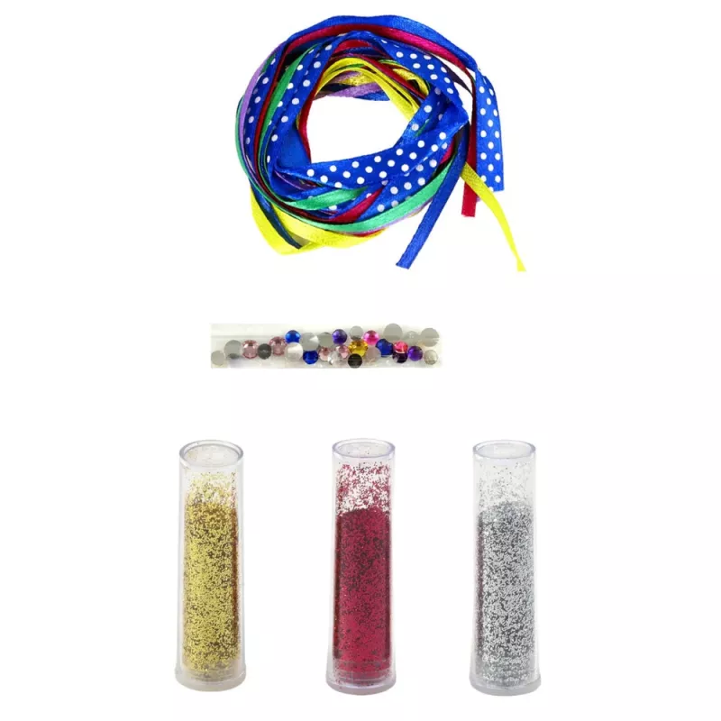 LEAN TOYS Zestaw do tworzenia bransoletek DIY z błyszczącymi wstążkami, 10 bransoletek, wiek 6+