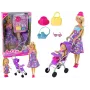 LEAN TOYS Zestaw lalka z wózkiem dla dzieci z akcesoriami – różowy wózek z miękką lalką, butelką do karmienia, kocykiem i torbą