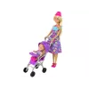 LEAN TOYS Zestaw lalka z wózkiem dla dzieci z akcesoriami – różowy wózek z miękką lalką, butelką do karmienia, kocykiem i torbą