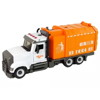 LEAN TOYS Śmieciarka do odkręcania i skręcania z akcesoriami pomarańczowa