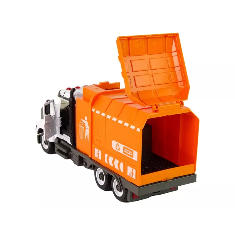 LEAN TOYS Śmieciarka do odkręcania i skręcania z akcesoriami pomarańczowa