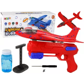 LEAN TOYS Samolot Miotacz Baniek Mydlanych Pistolet Czerwony