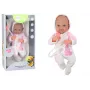 LEAN TOYS Lalka niemowlęca ze smoczkiem, body jednorożca, różowym kocykiem i akcesoriami, 35 cm