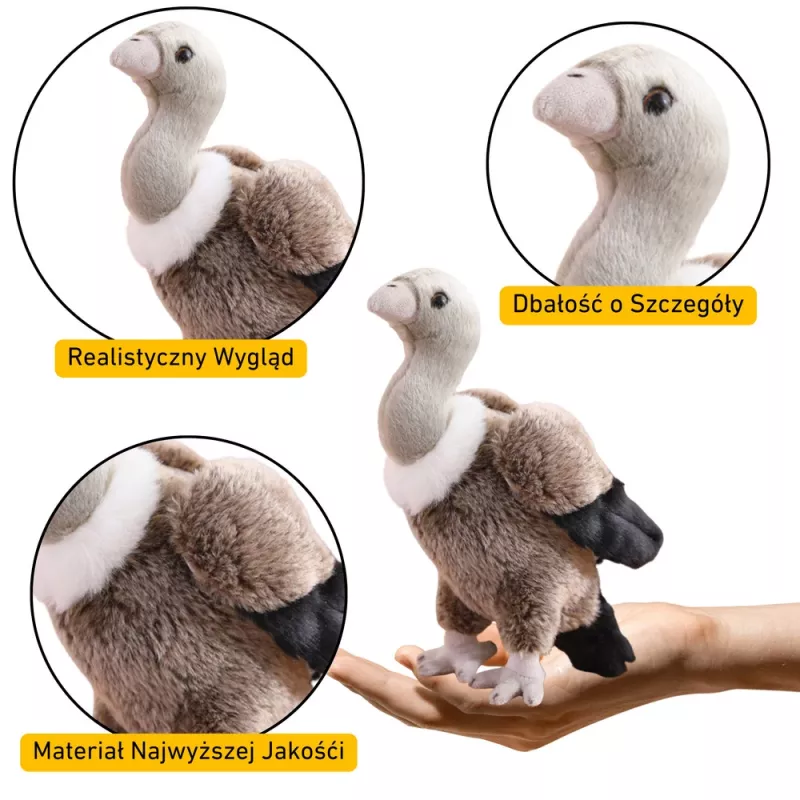 LEAN TOYS Pluszowy Sęp Ptak Pluszowa Zabawka Maskotka Przytulanka 25cm