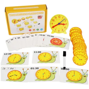 LEAN TOYS Edukacyjny zestaw do nauki zegara z markerem suchościeralnym i kartami aktywności