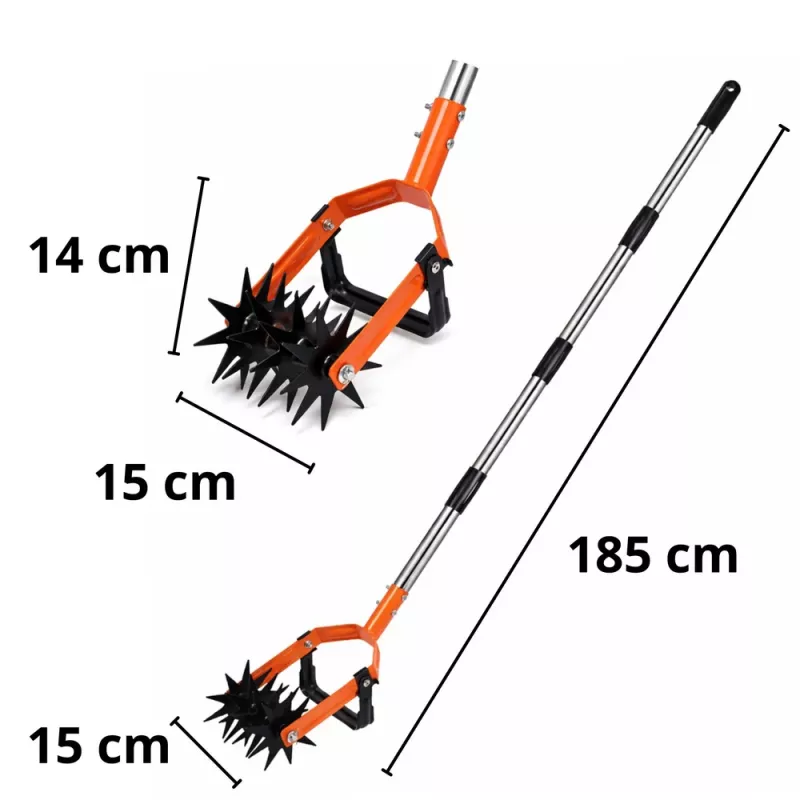 LEAN TOYS Obrotowy Odchwaszczacz Ogrodowy z Teleskopowym Uchwytem, 5-Gwiazdkowe Zęby, Regulowany 90-150 cm, Zielony/Czarny