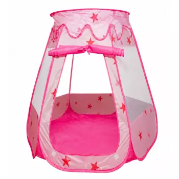 LEAN TOYS Namiot dla dzieci, suchy basen, basen z piłeczkami, ogrodowy pokój, gwiazdki, różowy