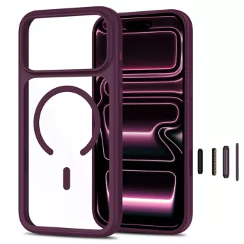 TECH-PROTECT MagOne etui MagSafe + szkło hartowane 2-pak dla iPhone 17 Pro / 18 Pro – Dark Cherry/Clear
