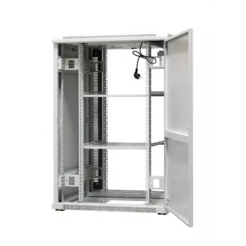EmiterNet Top 24U wolnostojąca szafa rack, 800x800x1180 mm, szklane przednie drzwi, czarna EM/SH05D-8824