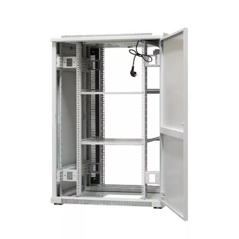 EmiterNet Top 24U wolnostojąca szafa rack, 800x800x1180 mm, szklane przednie drzwi, czarna EM/SH05D-8824