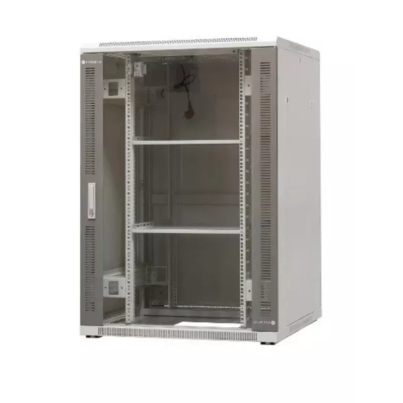 EmiterNet Top 24U wolnostojąca szafa rack, 800x800x1180 mm, szklane przednie drzwi, czarna EM/SH05D-8824