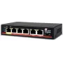 GETFORT GF-106D-4P-65 6-portowy przełącznik Fast Ethernet PoE+ z 4 portami PoE i 2 portami uplink, budżet 65W, metalowa obudowa biurkowa