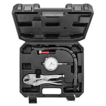 NEO TOOLS TOP-11-130 Zestaw do kontroli bicia tarczy hamulcowej z czujnikiem zegarowym 0,01 mm, podstawa magnetyczna 60 kg, elastyczne ramię