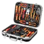 NEO TOOLS 25-częściowy zestaw narzędzi elektryka w walizce, ręczne narzędzia izolowane VDE z testerem napięcia, ściągaczem izolacji, szczypcami, wkrętakami i akcesoriami w wytrzymałej plastikowej walizce
