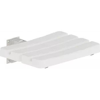 DEANTE NIL_651A Składane Siedzisko Prysznicowe Ścienne, Biały Plastik ABS, Rama Aluminiowa, Nośność 150 kg